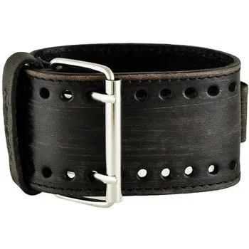 Skull Triangle Black Watch with Stitched Black Leather Cuff