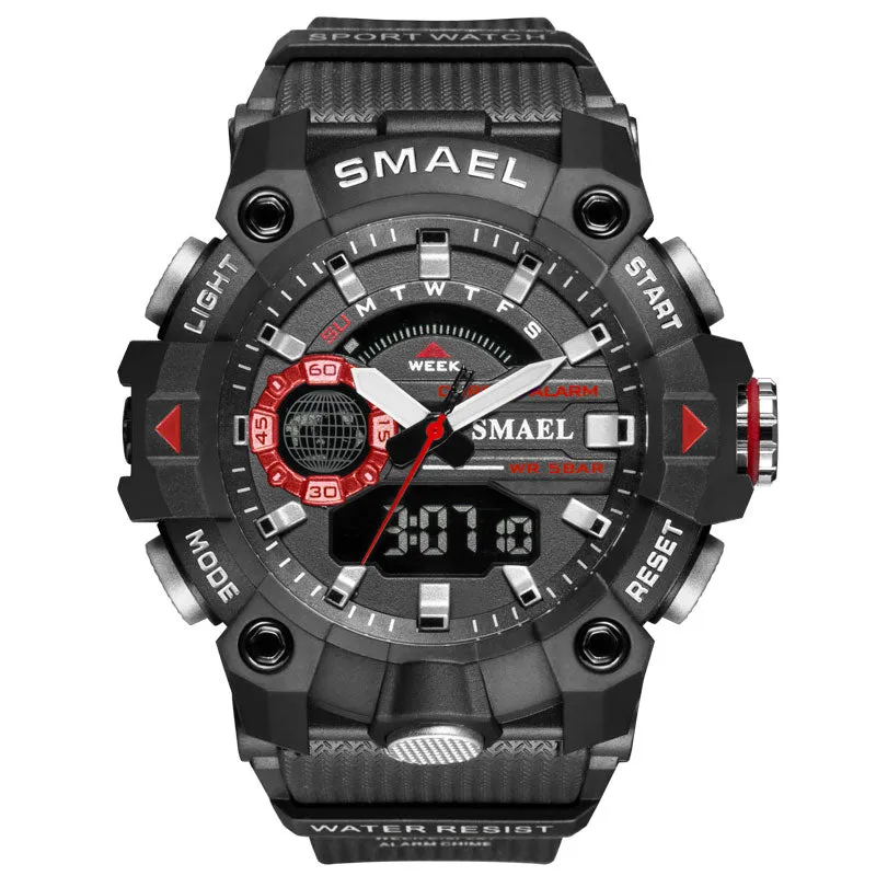 SMAEL Fashion Men's Sport Watches Shock Resistant 50M Waterproof Wristwatch LED Alarm Stopwatch Clock Military Watches Men 8040