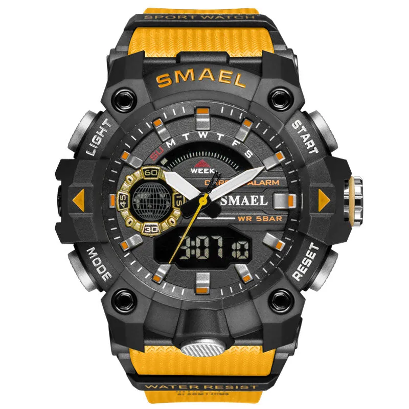 SMAEL Fashion Men's Sport Watches Shock Resistant 50M Waterproof Wristwatch LED Alarm Stopwatch Clock Military Watches Men 8040