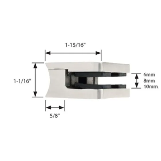 Small | Round | Glass Clip for Round Post | Zinc