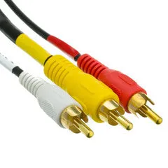 Stereo/VCR RCA Cable, 2 RCA (Audio)   RCA RG59 Video, Gold-plated Connectors, 25 foot