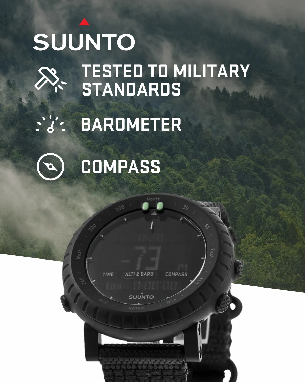 Suunto Core Alpha Stealth Outdoor Sport Smartwatch with Wearable4U Power Bank Bundle