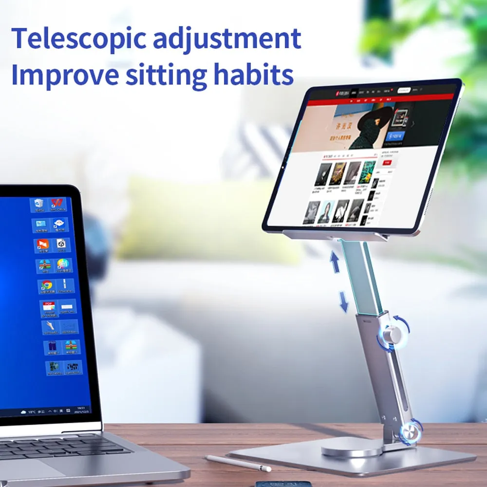 Tablet Stand Desk Riser 360 Rotation Multi-Angle Height Adjustable Foldable Holder Dock For Xiaomi iPad Tablet Laptop