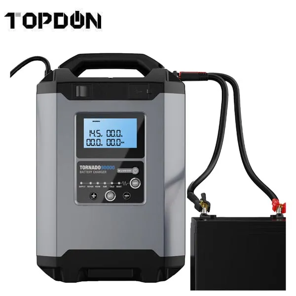 TOPDON - Tornado90000 - Professional Grade Battery Smart Charger - 6 Charging Modes - For 20Ah to 2800Ah Capacity Batteries - 12V & 24V