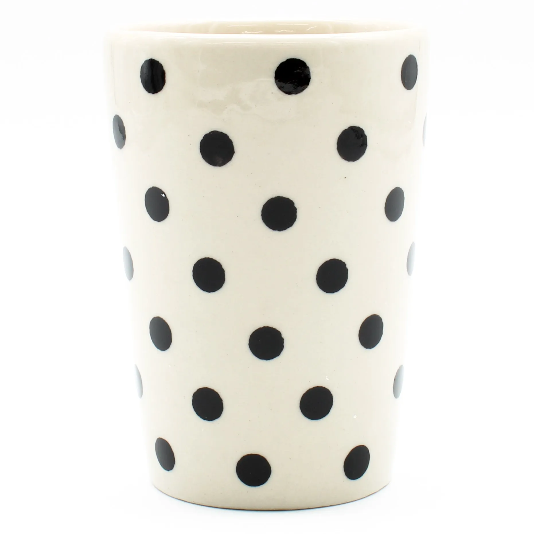 Tumbler/Toothbrush Holder in Black Polka-Dot