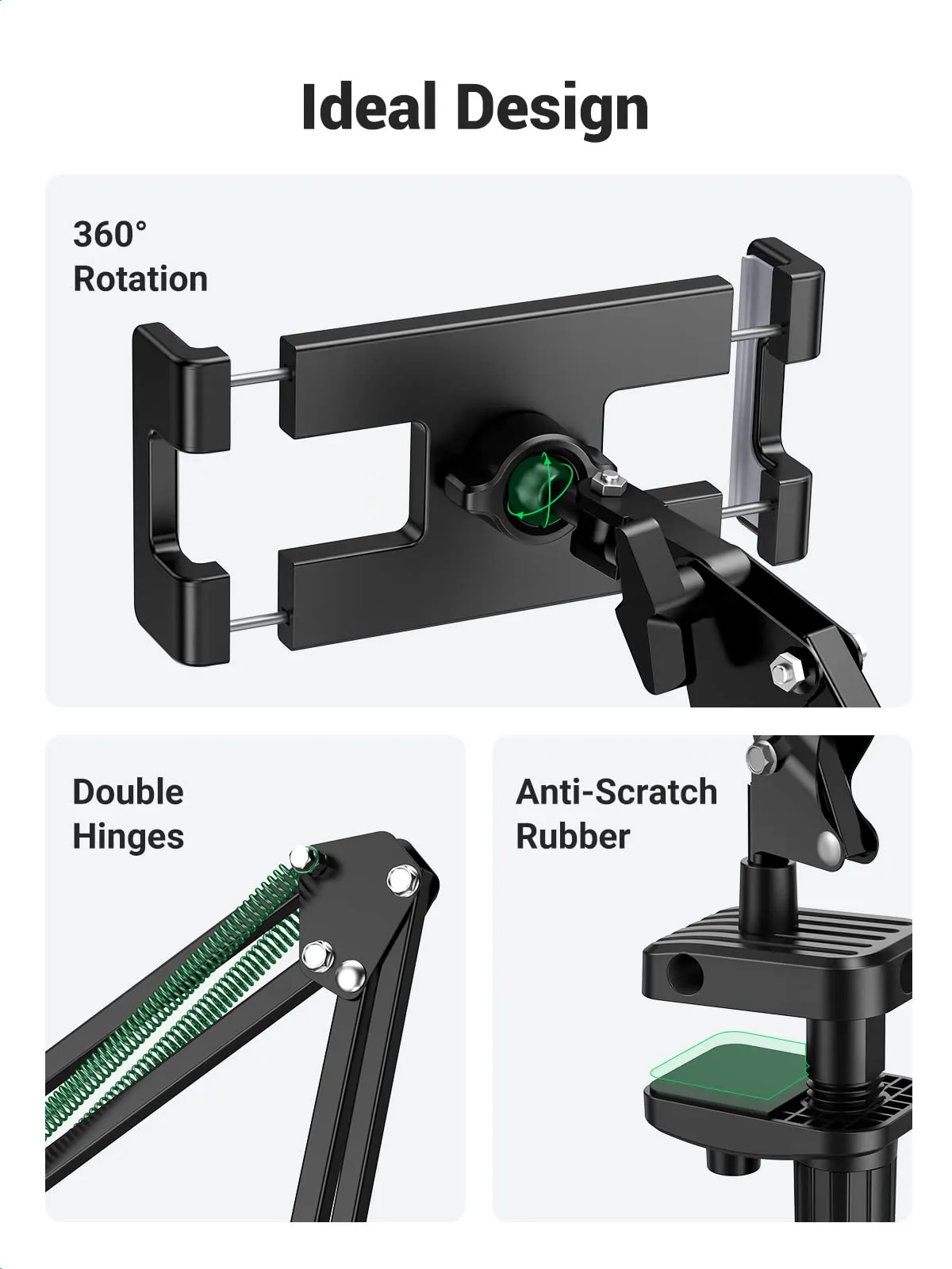 UGREEN iPad and Tablet Holder, Long Arm Mount for Bed and Desk