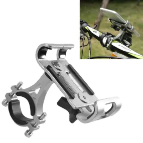 Universal Non-rotatable Aluminum Alloy Fixing Frame Motorcycle Bicycle Mobile Phone Holder (Titanium Color)