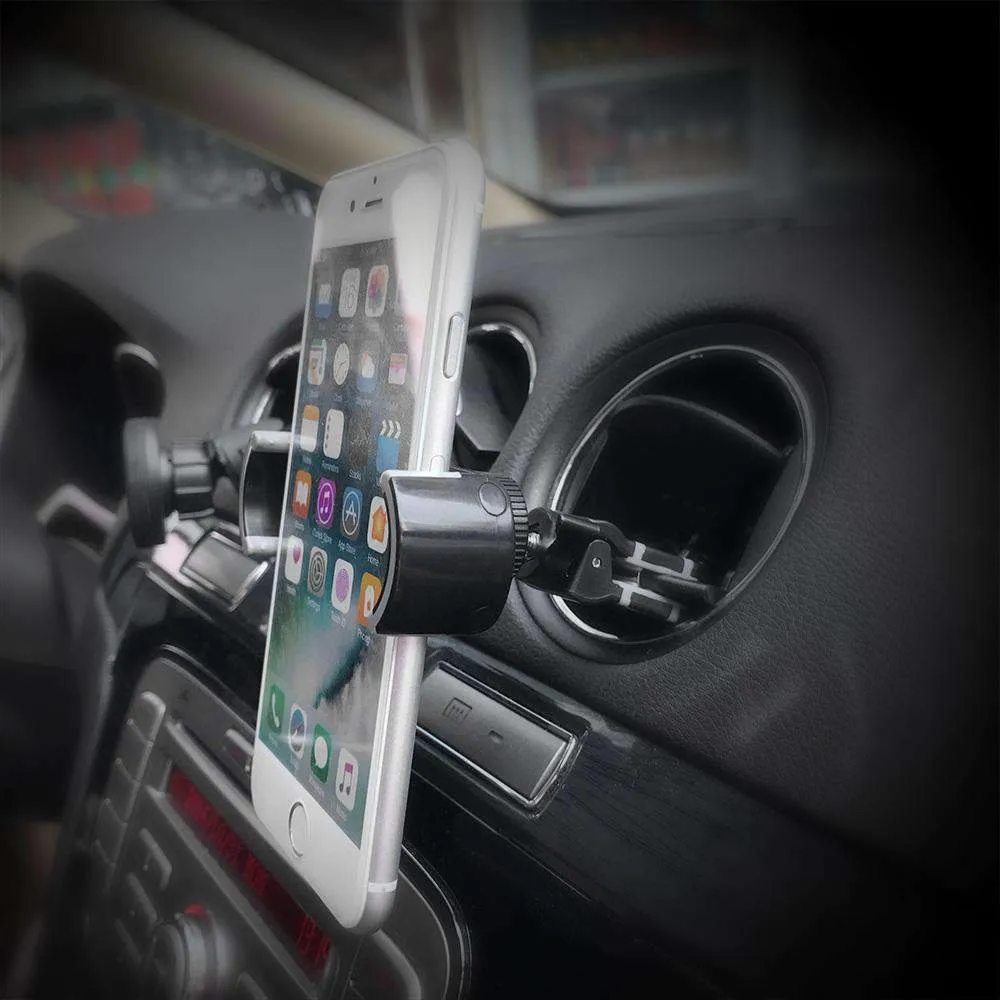 Universal Swiveling Air Vent Car Mount 360° Rotable Smartphone Holder - Black