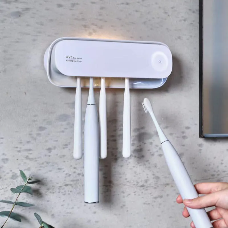 UVC Toothbrush Sterilizer Wall-Mounted Family Holder with USB Charging & Fan Drying | SR-M4