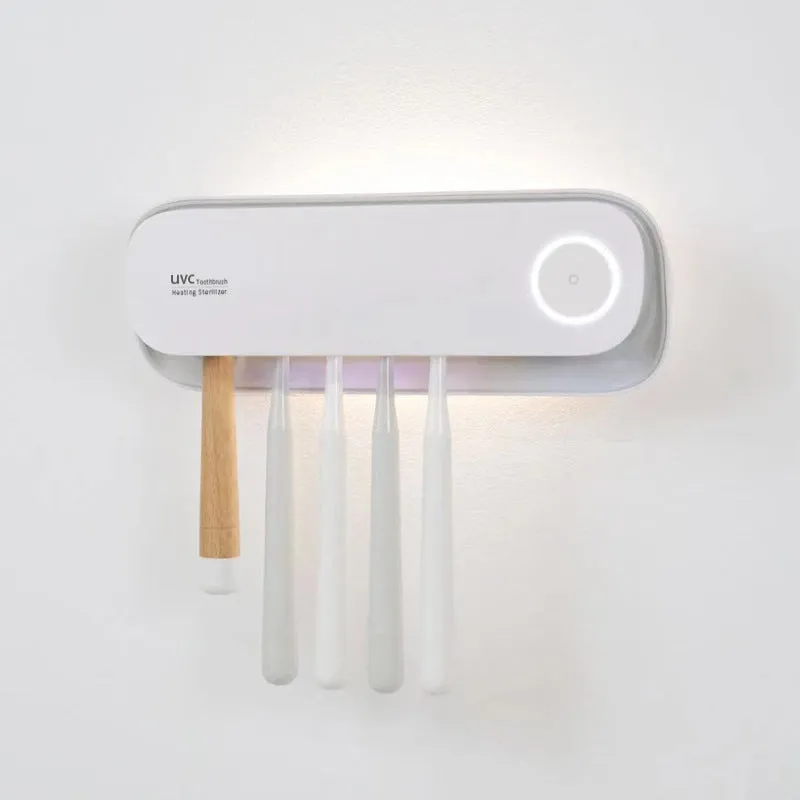 UVC Toothbrush Sterilizer Wall-Mounted Family Holder with USB Charging & Fan Drying | SR-M4