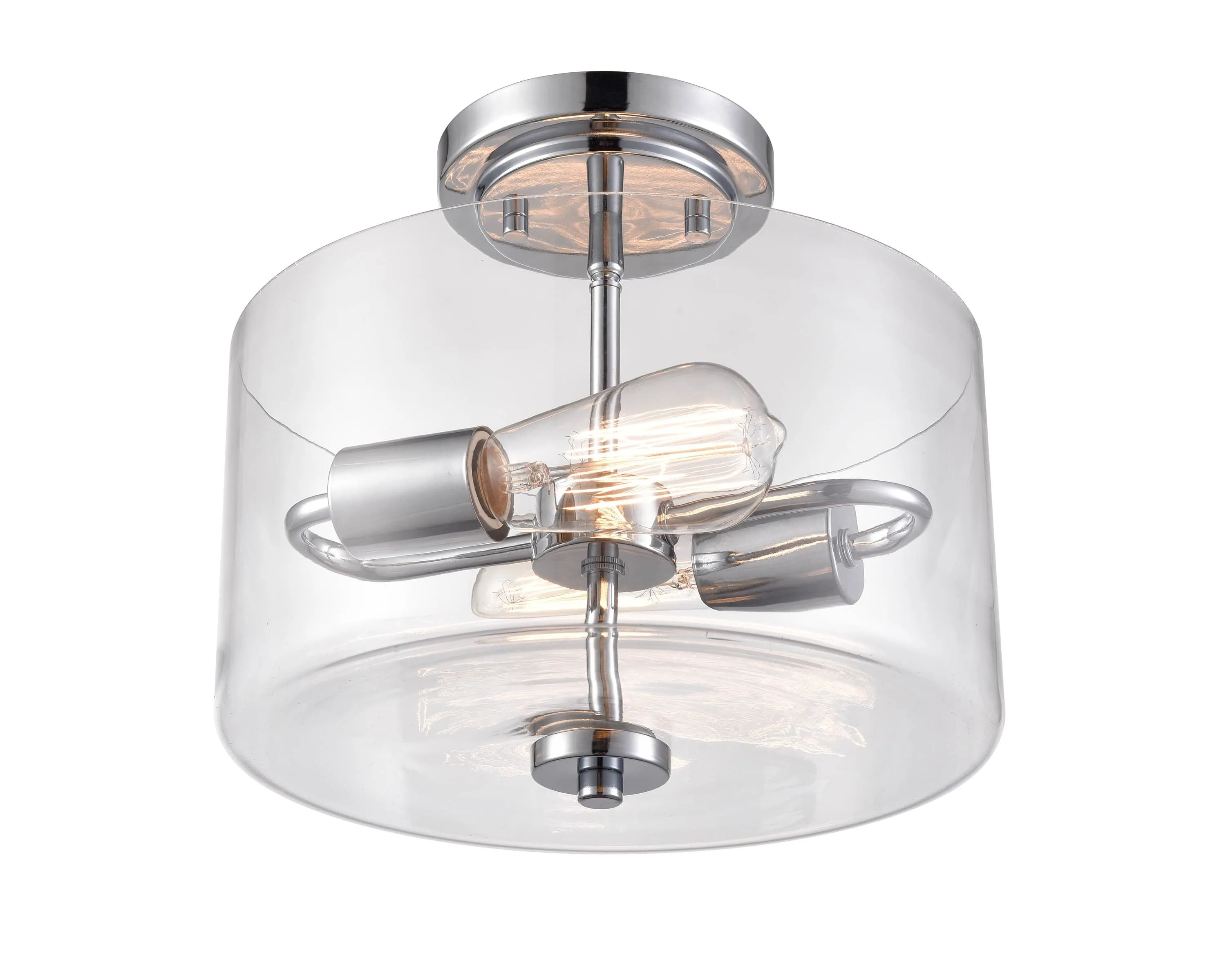 Verlana Semi-Flush Mount Fixture - Chrome - Clear Glass - 11in. Diameter - E26 Medium Base