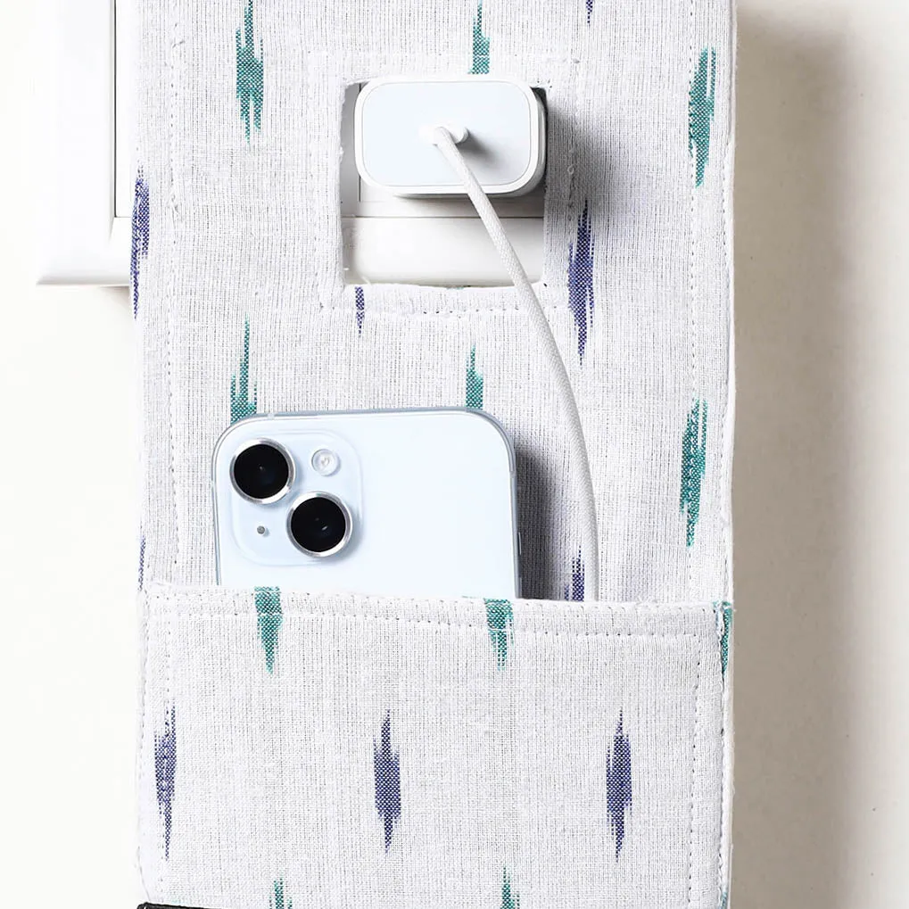 White - Pochampally Ikat Cotton Mobile Charging Holder