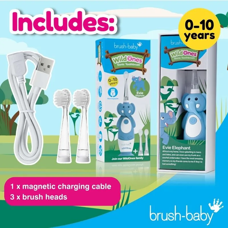 WildOnes™ Elephant Kids Electric Rechargeable Toothbrush and WildOnes Applemint Toothpaste