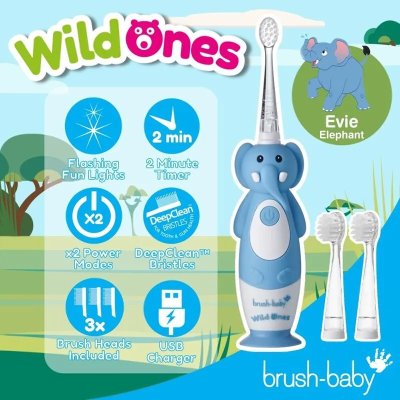 WildOnes™ Elephant Kids Electric Rechargeable Toothbrush and WildOnes Applemint Toothpaste