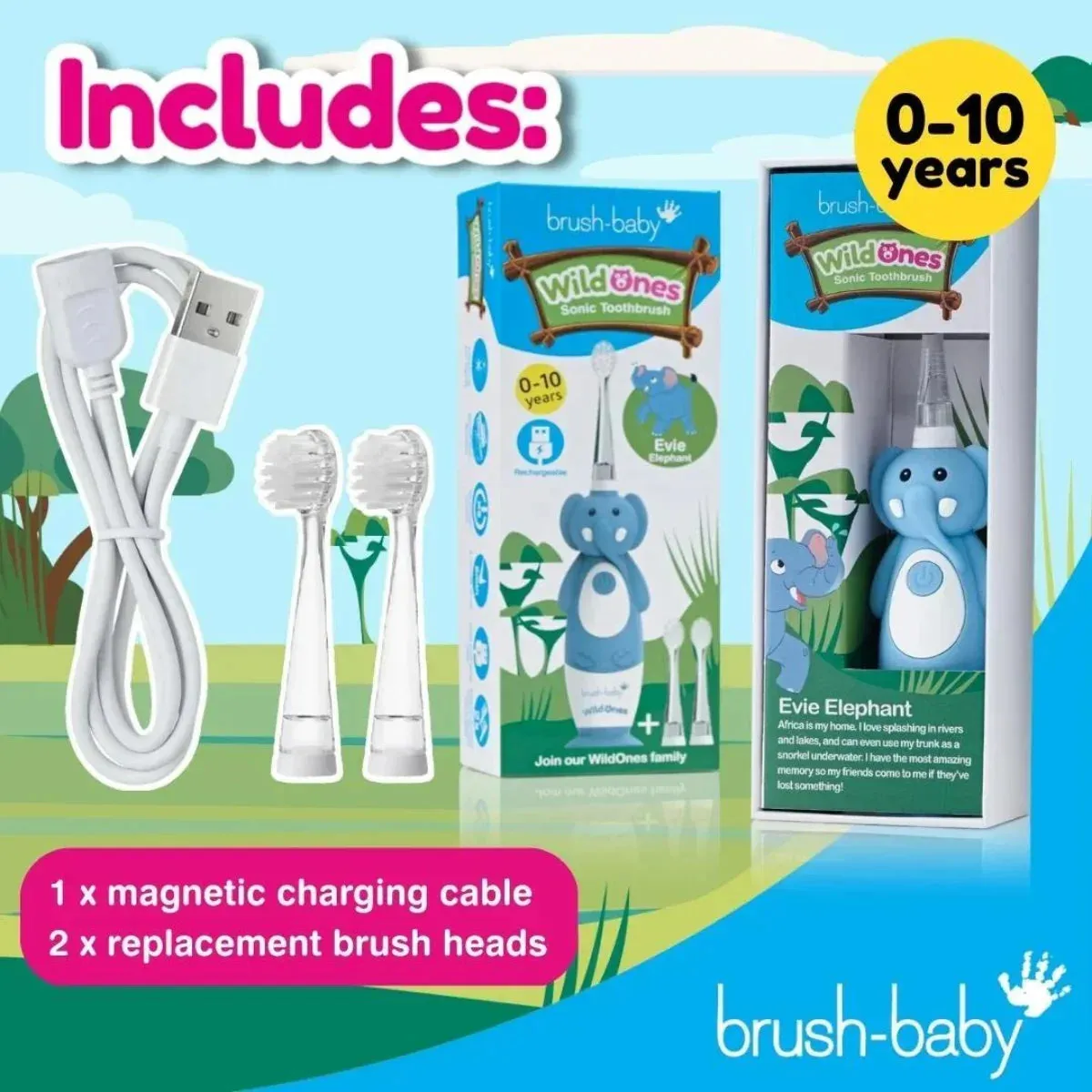 WildOnes™ Elephant Rechargeable Kids Toothbrush Gift Set