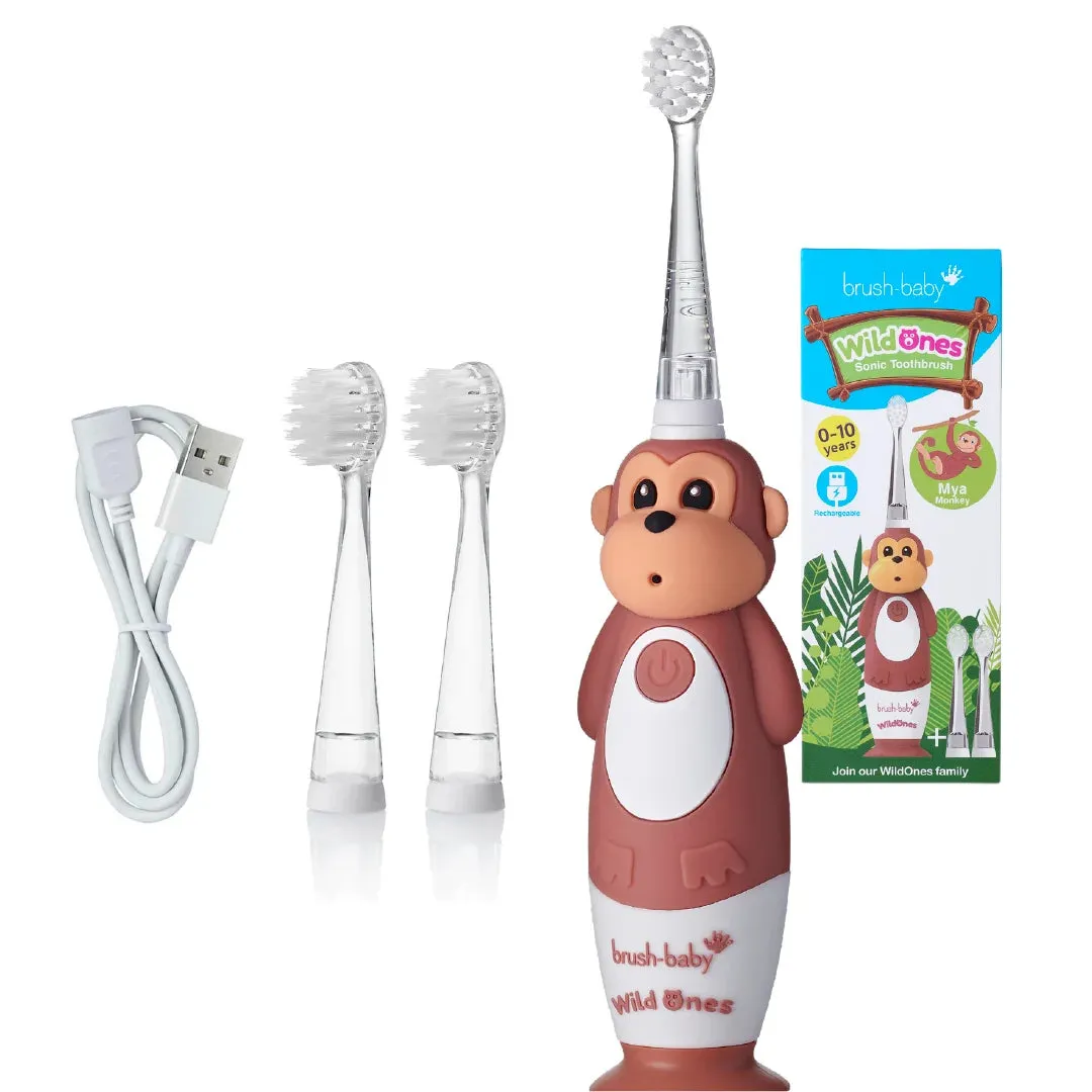 WildOnes™ Monkey Kids Electric Rechargeable Toothbrush and WildOnes Applemint Toothpaste set