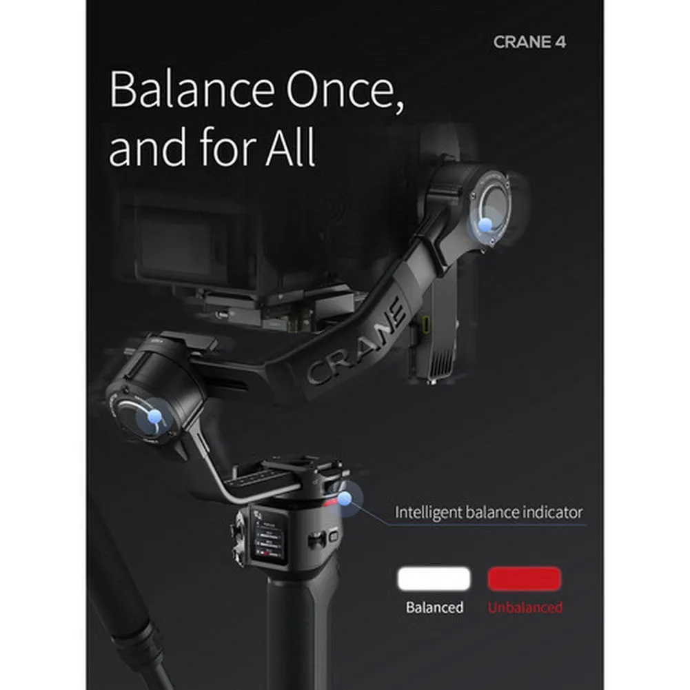 Zhiyun CRANE 4 3-Axis Handheld Gimbal Stabiliser Combo Kit